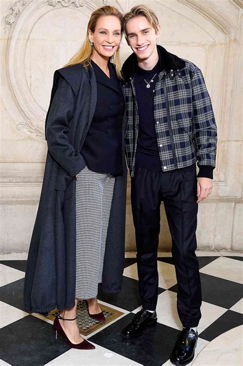 Uma Thurman, Levon Thurman Hawke at Dior Photocall in Paris